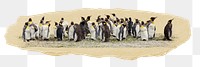 Penguins png sticker, ripped paper, transparent background