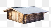 PNG Wooden house covered in snow, collage element, transparent background