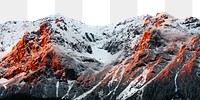 Red mountain png border, transparent background