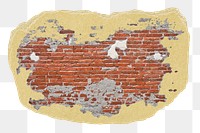 Old brick wall png ripped paper sticker, texture graphic, transparent background