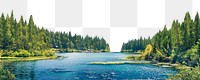 Lake landscape png border sticker, nature on transparent background
