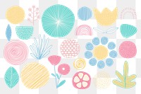 Pastel nature png sticker set, transparent background