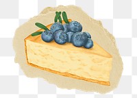 Blueberry cheesecake png sticker, ripped paper on transparent background