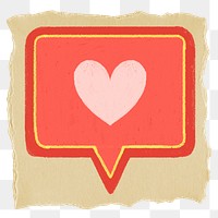 Heart speech bubble png sticker, ripped paper on transparent background