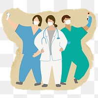 Medical team png sticker, ripped paper, transparent background