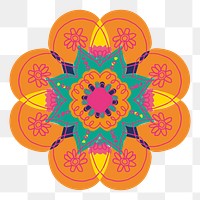Colorful Indian rangoli design element png