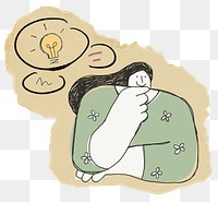 Creative woman doodle png sticker, transparent background