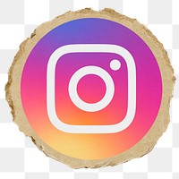 Instagram icon for social media in ripped paper design png. 23 JUNE 2022 - BANGKOK, THAILAND