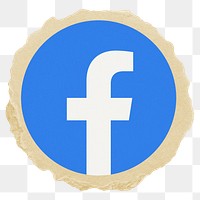 Facebook icon for social media in ripped paper design png. 3 JUNE 2022 - BANGKOK, THAILAND