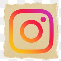 Instagram icon for social media in ripped paper design png. 3 JUNE 2022 - BANGKOK, THAILAND