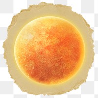 Planet Sun png sticker, ripped paper, transparent background