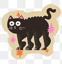 Spooked cat png sticker, ripped paper, transparent background