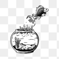 Escaping fish png sticker, transparent background