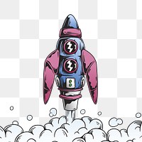 Rocket png sticker, retro spaceship transparent background