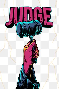 Judge gavel png sticker, transparent background