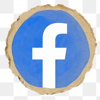 Facebook icon for social media in ripped paper design png. 23 JUNE 2022 - BANGKOK, THAILAND
