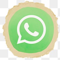 WhatsApp icon for social media in ripped paper design png. 23 JUNE 2022 - BANGKOK, THAILAND