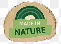 Made in nature png sticker, ripped paper, transparent background