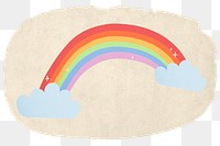 Rainbow doodle png sticker, ripped paper, transparent background