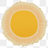 Sun doodle png sticker, ripped paper on transparent background