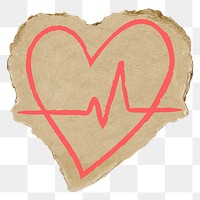 Heartbeat doodle png sticker, transparent background