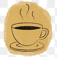 Coffee doodle png sticker, transparent background