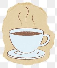 Coffee doodle png sticker, transparent background