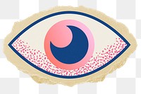 Observing eye png sticker, ripped paper, transparent background