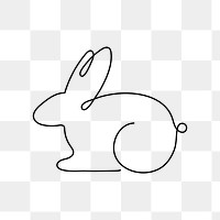 Rabbit png logo element, line art animal illustration