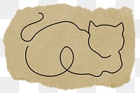 Cat line art png sticker, transparent background