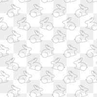 Rabbit seamless pattern png, line art transparent background