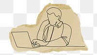 Businessman line art png sticker, transparent background