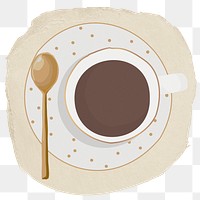 Coffee cup png sticker, ripped paper, transparent background