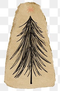 Christmas tree doodle png sticker, transparent background