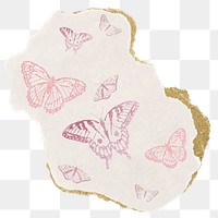 Aesthetic butterfly png sticker, ripped paper, transparent background