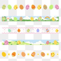 Easter border png sticker, cute pattern set on transparent background