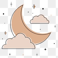 Crescent png sticker, beige illustration, transparent background