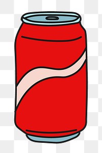 Soda can png sticker, soft drinks doodle on transparent background