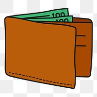 Wallet png sticker, finance, money doodle on transparent background