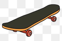 Skateboard png sticker, hobby doodle on transparent background