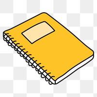 Yellow notebook png sticker, stationery doodle on transparent background