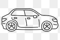 Car png sticker, vehicle doodle line art on transparent background