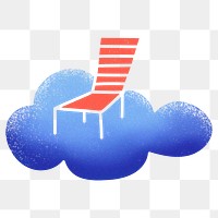 Png chair on cloud sticker, transparent background