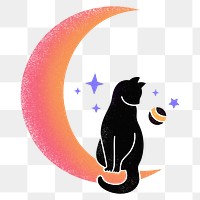 Moon cat png sticker, transparent background