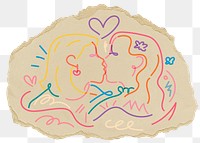 Lesbian couple png sticker, transparent background