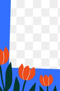 Tulip flowers png doodle frame, transparent background