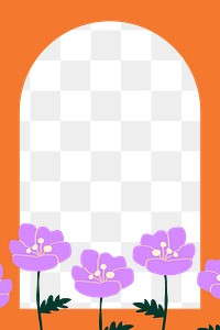 Spring flowers png doodle frame, transparent background