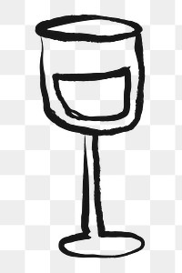 Wine glass png sticker, alcoholic drinks doodle, transparent background