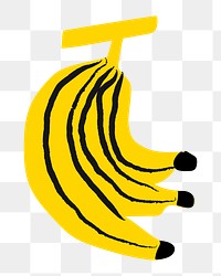 Banana png sticker, fruit doodle, transparent background
