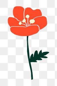 Blooming flower png sticker,  doodle, transparent background